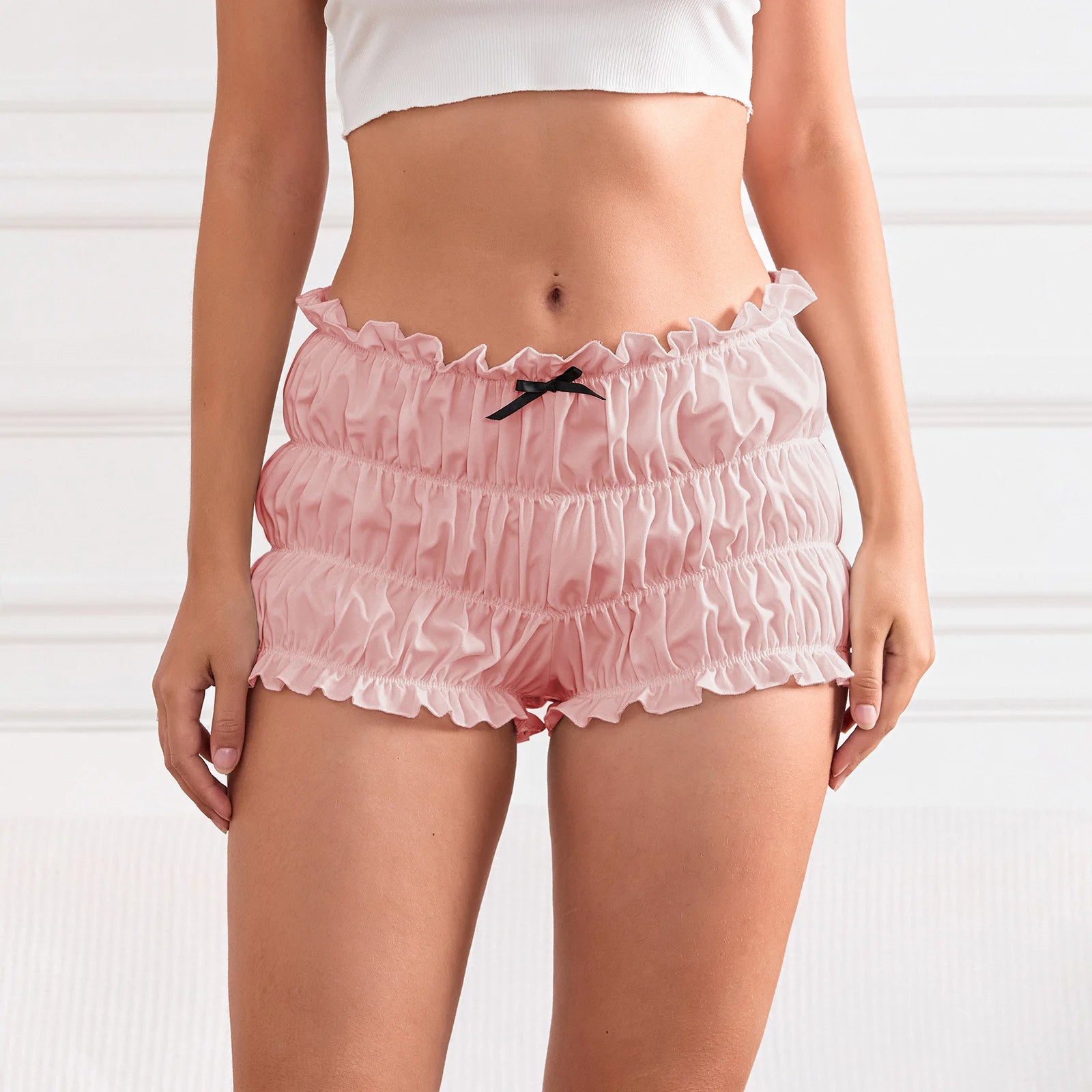 Women Ruffle Shorts Y2K Low Rise Micro Shorts Sexy Frilly Ruffle Pettipants Layered Lolita Bloomers Booty Bottoms